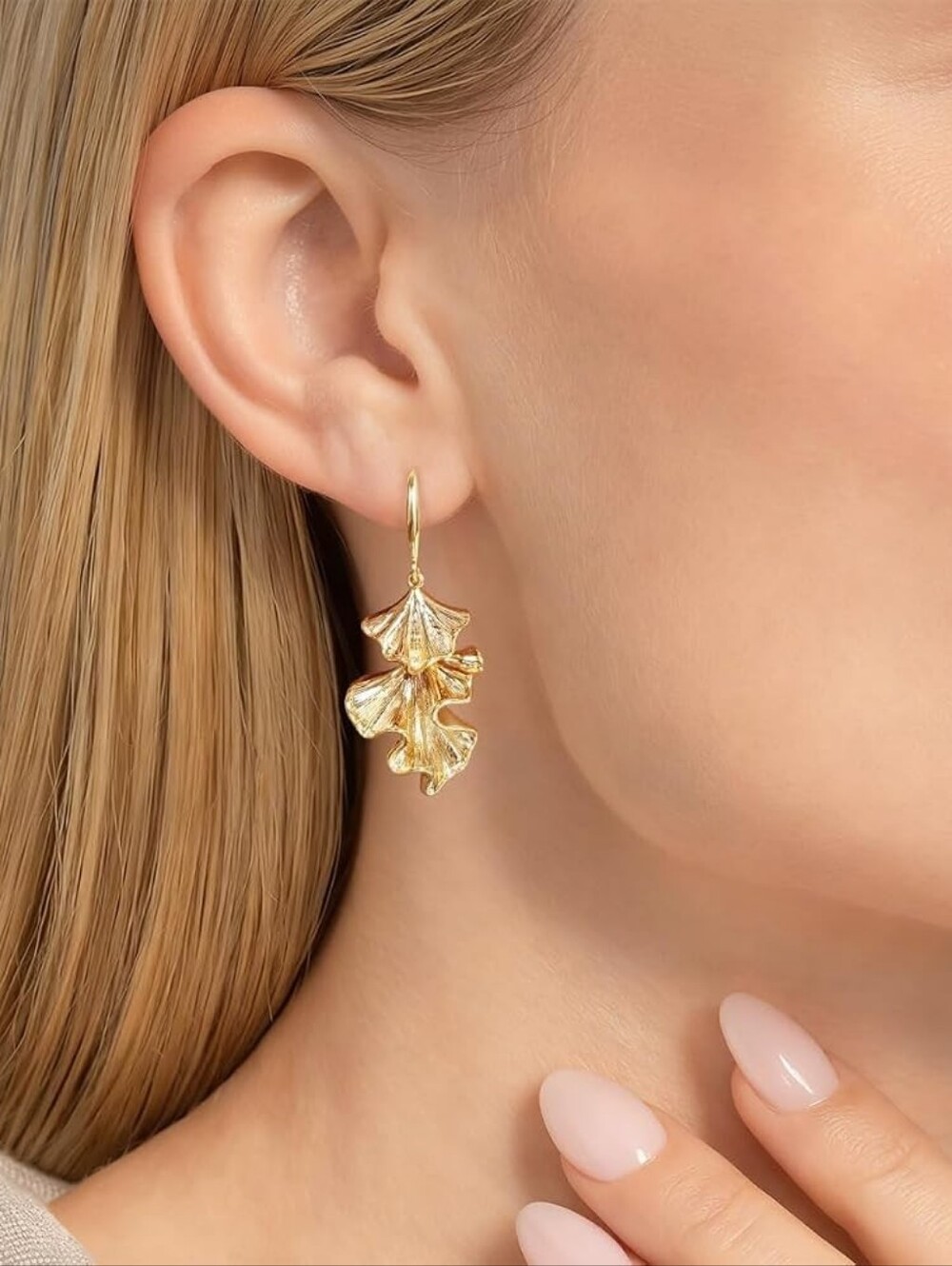 Flower Dangle Earrings Hypoallergenic Non-Tarnish Plating